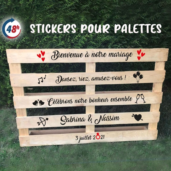 Stickers personnalisés pour palette de bienvenue Mariage Décoration artisanale