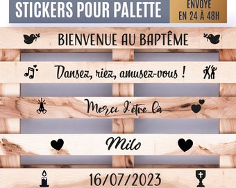 Stickers personnalisés pour palette de bienvenue Baptême thème champêtre chic