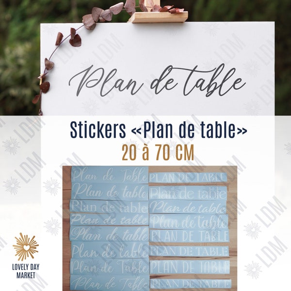 Stickers mariage plan de table, stickers panneau mariage, stickers panneau plan de table