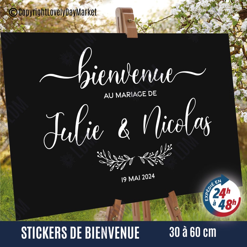 Stickers personnalisés pour panneau de bienvenue Mariage Décoration artisanale image 6