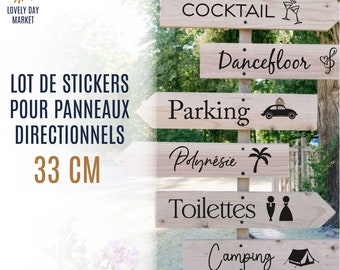 Stickers panneaux directionnels ou flèches pour mariage