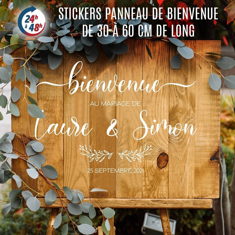 Stickers personnalisés pour panneau de bienvenue Mariage Décoration artisanale image 1
