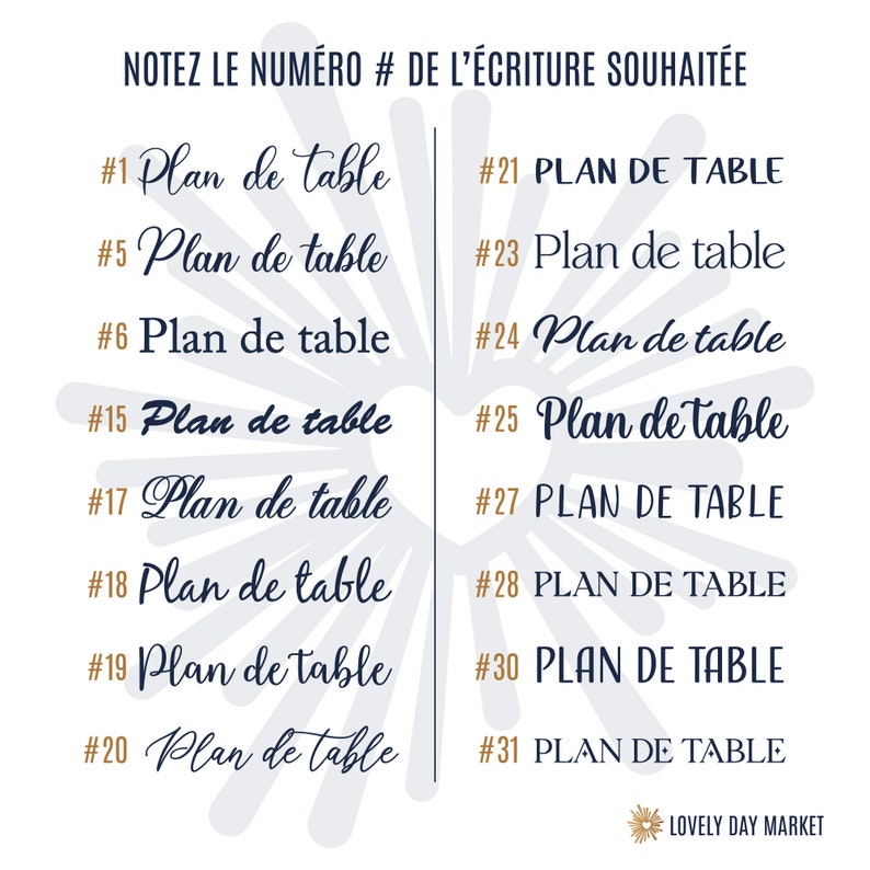 Stickers plan de table pour mariage, stickers mariage, stickers table image 2