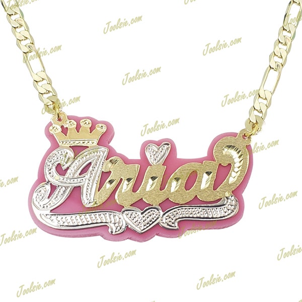 Personalized 14K Gold Overlay Color Name Necklace , Any color , Any name