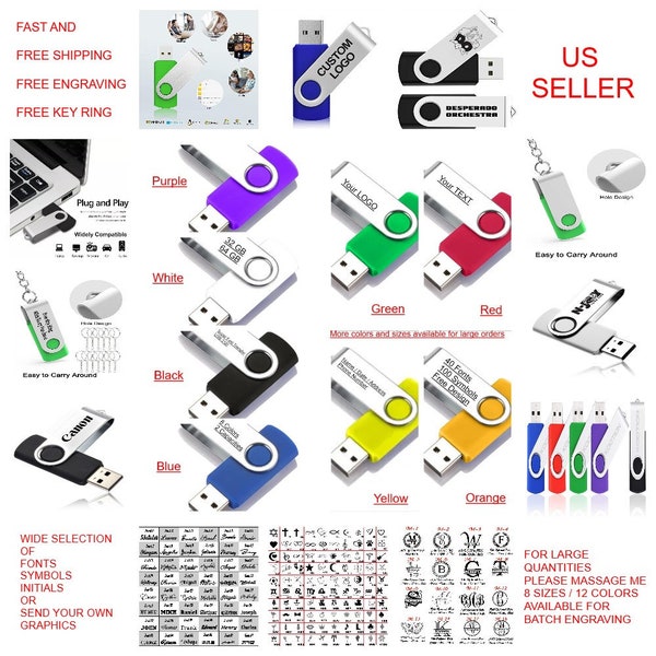 Custom USB Drive • Personalized Metal & Plastic USB  Flash Drive Photo Thumb Stick  Wedding Gift • Anniversary Gift * PROMO