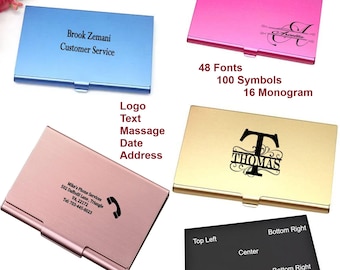 Custom Metal Business Card Holder, Customized Pocket Business Card Case,Personalized Wallet Business Card Holders Gift for Him her LOGO