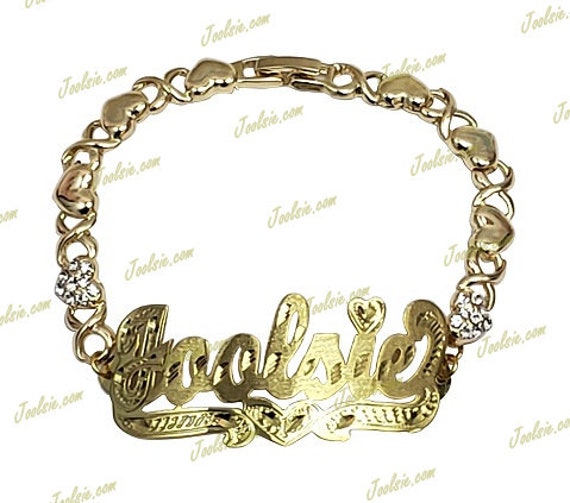 Amazon.com: Brilliant Bijou Children's Name Bracelet - ID Engraved Bracelet,  14k Yellow Gold Child Bracelet for Girls and Boys Real Gold ID Bracelet  (Not Plated or Filled): Clothing, Shoes & Jewelry