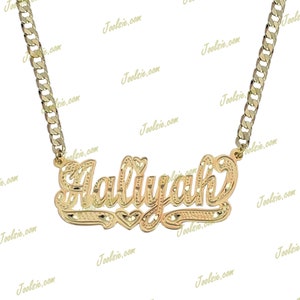 Personalized Full Diamond Cut 14K Gold Plated Name Necklace