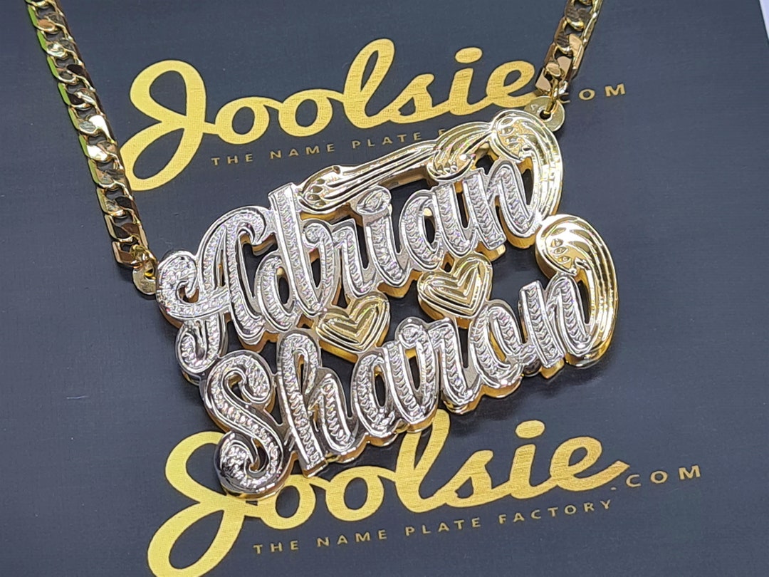 14k gold double 2024 plated name necklace