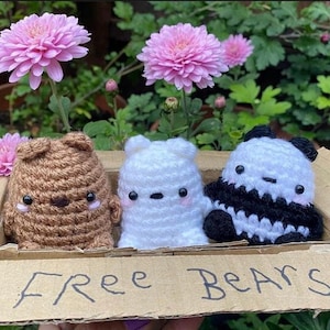 We Bare Bears Amigurumi (Pan-Pan / Grizz / Ice) Häkelpuppe/Schlüsselanhänger