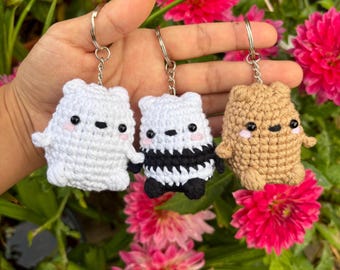 We Bare Bears Amigurumi (Pan-Pan / Grizz / Ice) crochet doll/keyring