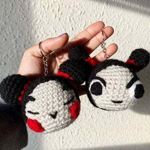 Pucca and Garu amigurumi crochet doll/keyring
