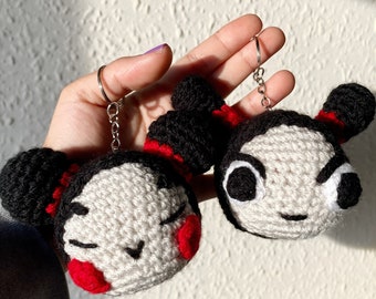 Pucca and Garu amigurumi crochet doll/keyring