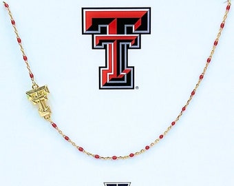 The Texas Tech Necklace: Side Set Texas Tech Red Enamel Bead Necklace