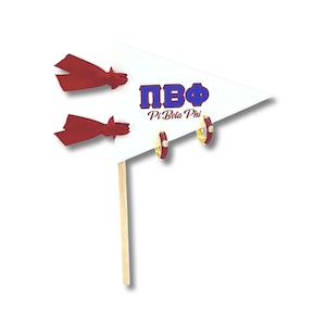 Pi Beta Phi Maroon Huggie Hoops on Pi Phi Pennant Flag