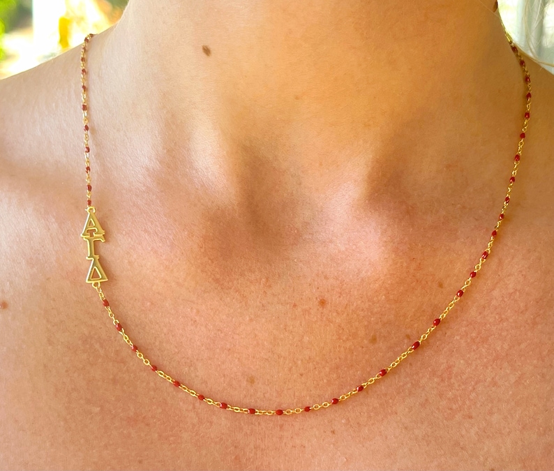 The Sorority Necklace: Side set Greek Letters Enamel Bead Necklace image 4