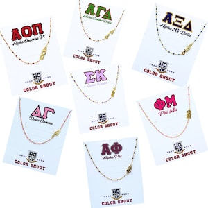 The Sorority Necklace: Side set Greek Letters Enamel Bead Necklace image 3