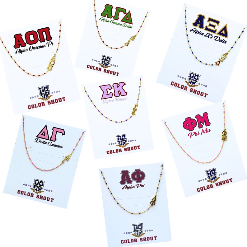 The Sorority Necklace: Side set Greek Letters Enamel Bead Necklace image 3