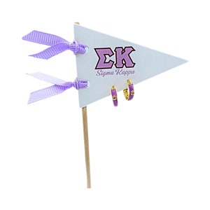 Sigma Kappa Purple Huggie Hoop Earring on Sigma Kappa Pennant Flag