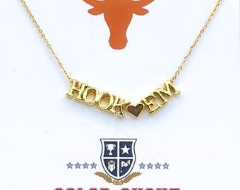 LOVE Collar de oro de la Universidad de Texas - HOOK'EM