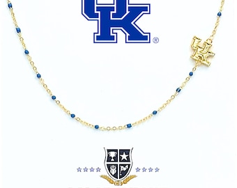 El collar de Kentucky: Collar con cuentas de esmalte azul Kentucky de engaste lateral