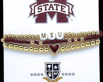 I Love Mississippi State Bracelet Stack