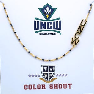 University of North Carolina-Wilmington-halsband: Sidoinfattat University of North Carolina-Wilmington-logotyp på emaljpärlhalsband. bild 1