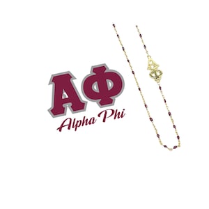 The Alpha Phi Necklace: Side set ΑΦ Enamel Bead Necklace