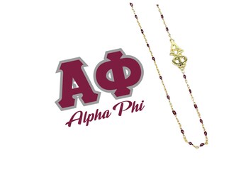 The Alpha Phi Necklace: Side set ΑΦ Enamel Bead Necklace