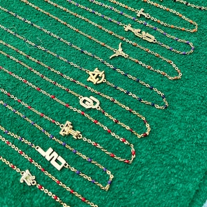 The College Necklace: Side Set College Logo Enamel Bead Necklace