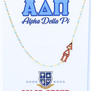 The Sorority Necklace: Side set Greek Letters Enamel Bead Necklace Alpha Delta Pi