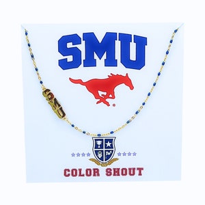The SMU Necklace: Side Set SMU Enamel Bead Necklace