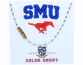 The SMU Necklace: Side Set SMU Enamel Bead Necklace