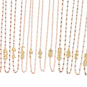 The Sorority Necklace: Side set Greek Letters Enamel Bead Necklace image 5