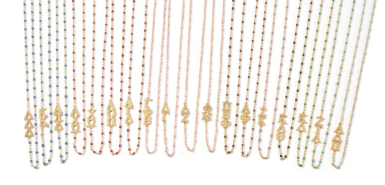 The Sorority Necklace: Side set Greek Letters Enamel Bead Necklace image 5