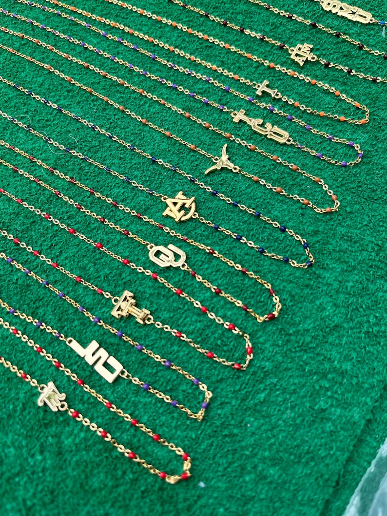 University of North Carolina-Wilmington-halsband: Sidoinfattat University of North Carolina-Wilmington-logotyp på emaljpärlhalsband. bild 3