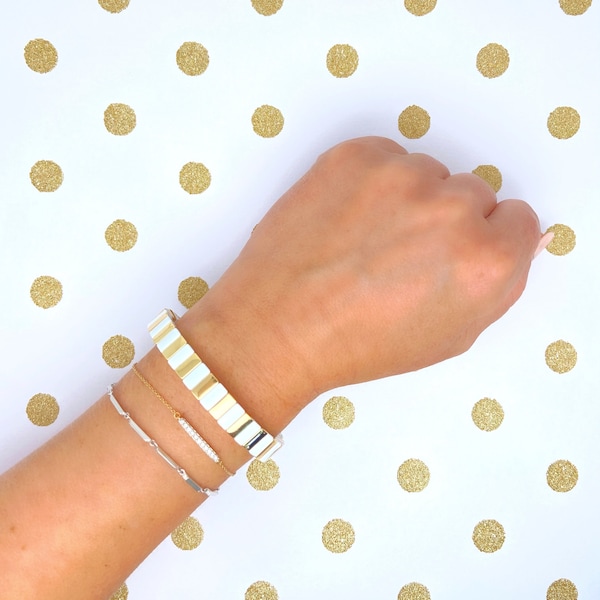 She's All That Metallic:  Enamel Tile Bracelet in Gold or Silver