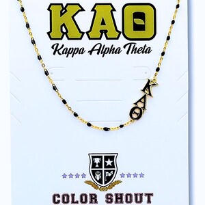 The Sorority Necklace: Side set Greek Letters Enamel Bead Necklace Kappa Alpha Theta