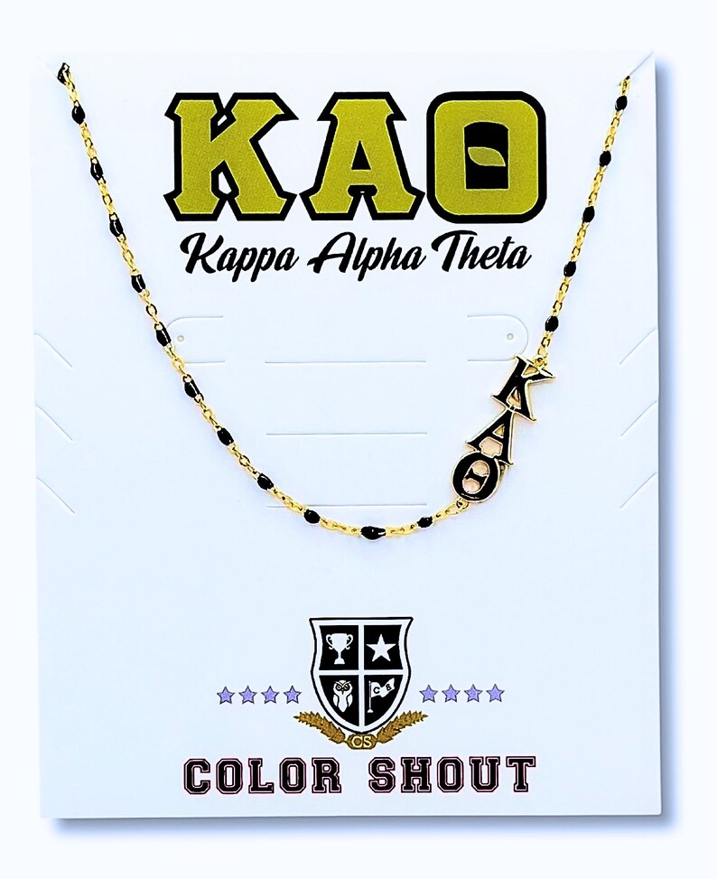 The Sorority Necklace: Side set Greek Letters Enamel Bead Necklace Kappa Alpha Theta