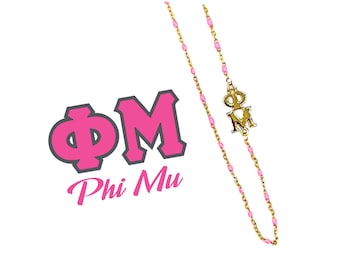 The Phi Mu Necklace: Side set ΦΜ Enamel Bead Necklace