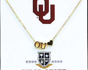 I LOVE Oklahoma University Gold Necklace