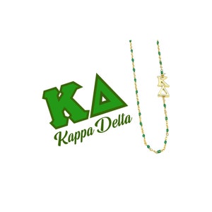 The Sorority Necklace: Side set Greek Letters Enamel Bead Necklace Kappa Delta
