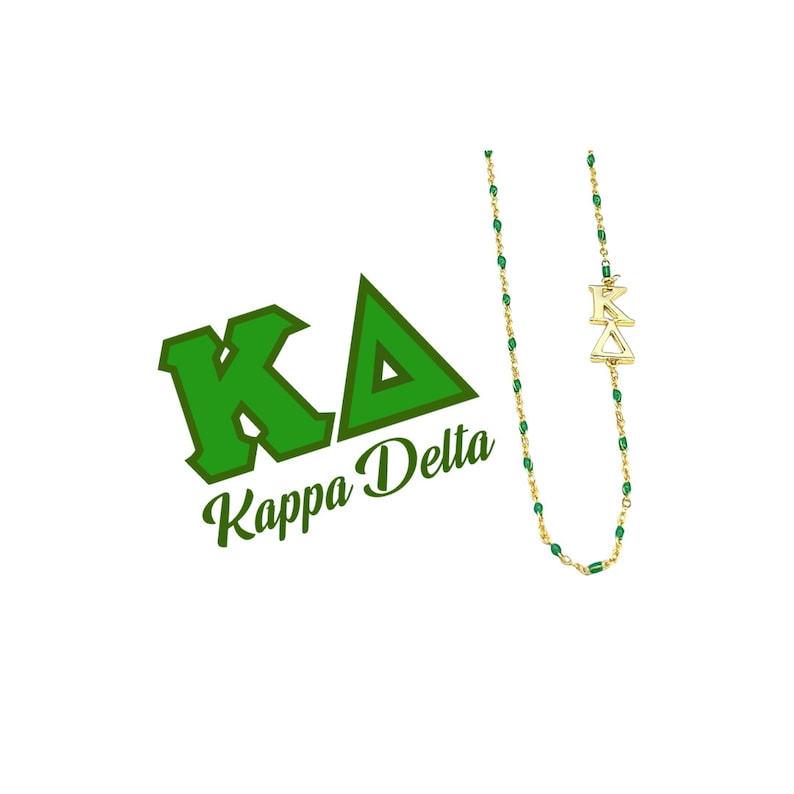 The Sorority Necklace: Side set Greek Letters Enamel Bead Necklace Kappa Delta