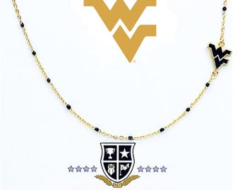 El collar de Virginia Occidental: logotipo de Virginia Occidental en un collar de cuentas de esmalte. ¡Vamos, montañeros!