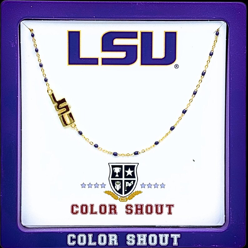 The Louisiana State University Necklace: Side Set LSU Logo on Purple ...