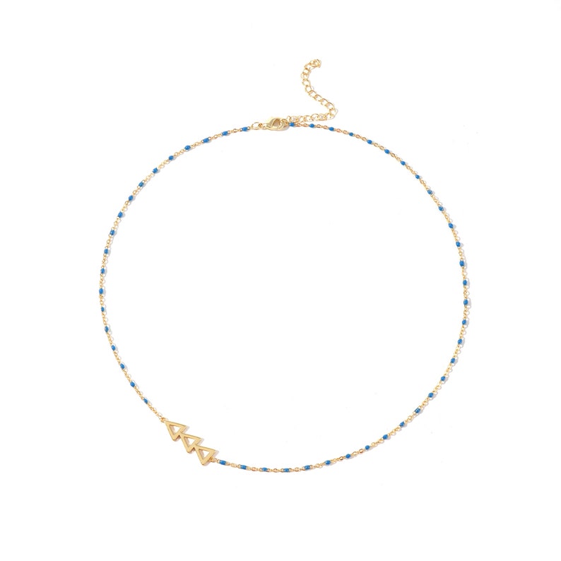 The Sorority Necklace: Side set Greek Letters Enamel Bead Necklace Delta Delta Delta