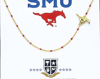 The SMU Pony Necklace: Side Set SMU Pony Enamel Bead Necklace