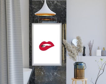 Red Lips Print, Digital Download Lips, Modern Art Lips Print, Living Room Decor