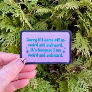 Weird and Awkward Adhesive Patch Sew On Statement Bag Jacket Coat Hand Made Home Sublimation Social Anxiety Weirdo Funny Hilarious Pink Star