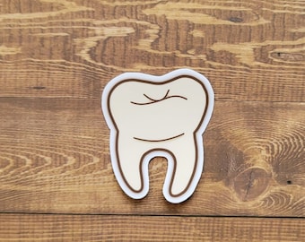 Simple Tooth Sticker Water Proof Bottle Teeth Dentist Decal Crowcore Laptop Notebook Journal Dental Boygenius Weird Vinyl Queer Tumbler Cute